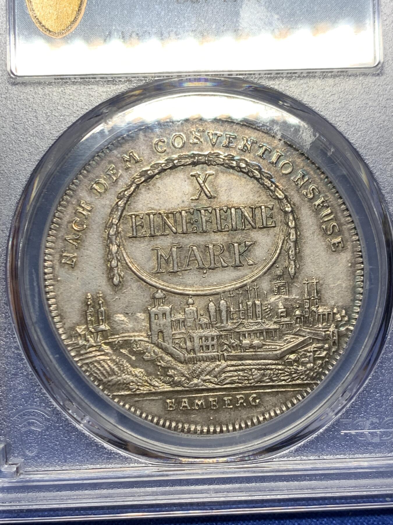 《竞宝斋》第468场 周日，周一 2场连拍 （全场包邮）欢迎送拍 PCGS AU58 班贝格主教区 1800年 景观泰勒 大银币 更高分只有3枚 24年裸币1.6W成交 非常稀见品种