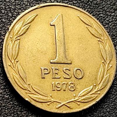 泉币菌-第205场-拍品多 请提前出价 - 1978年 老版智利1比索铝青铜币 国父奥希金斯将军 24mm