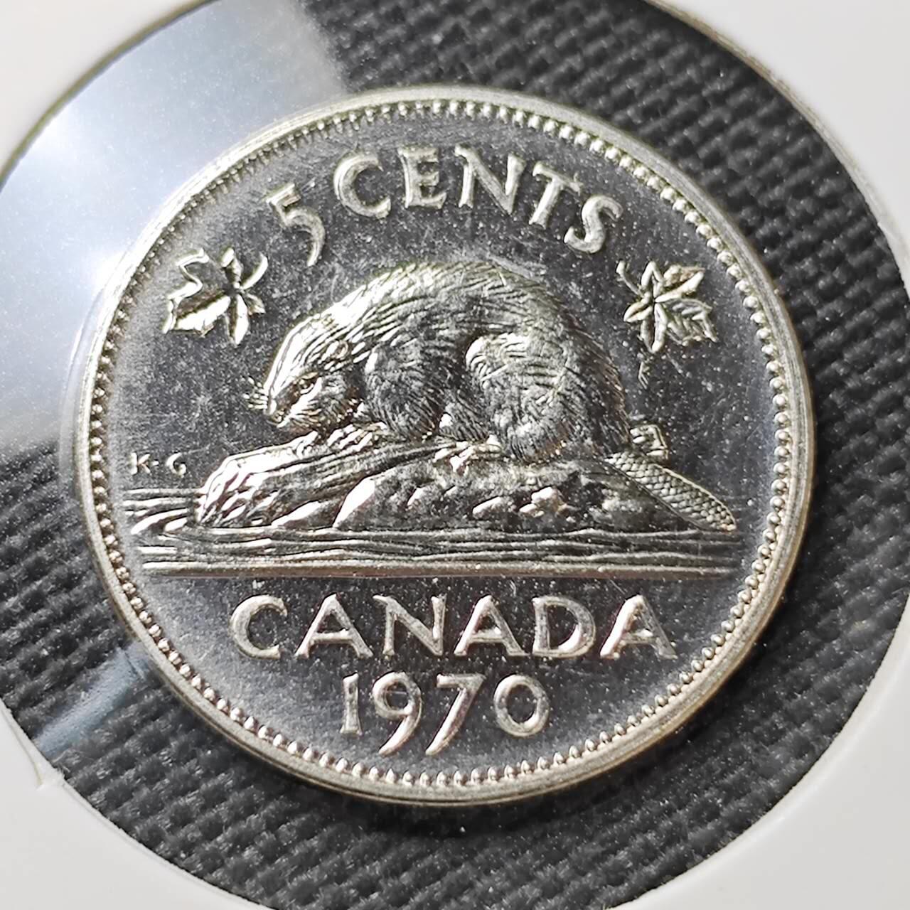 KK钱币收藏小铺   第404期 2月预留时间 周末发货  1970加拿大5分