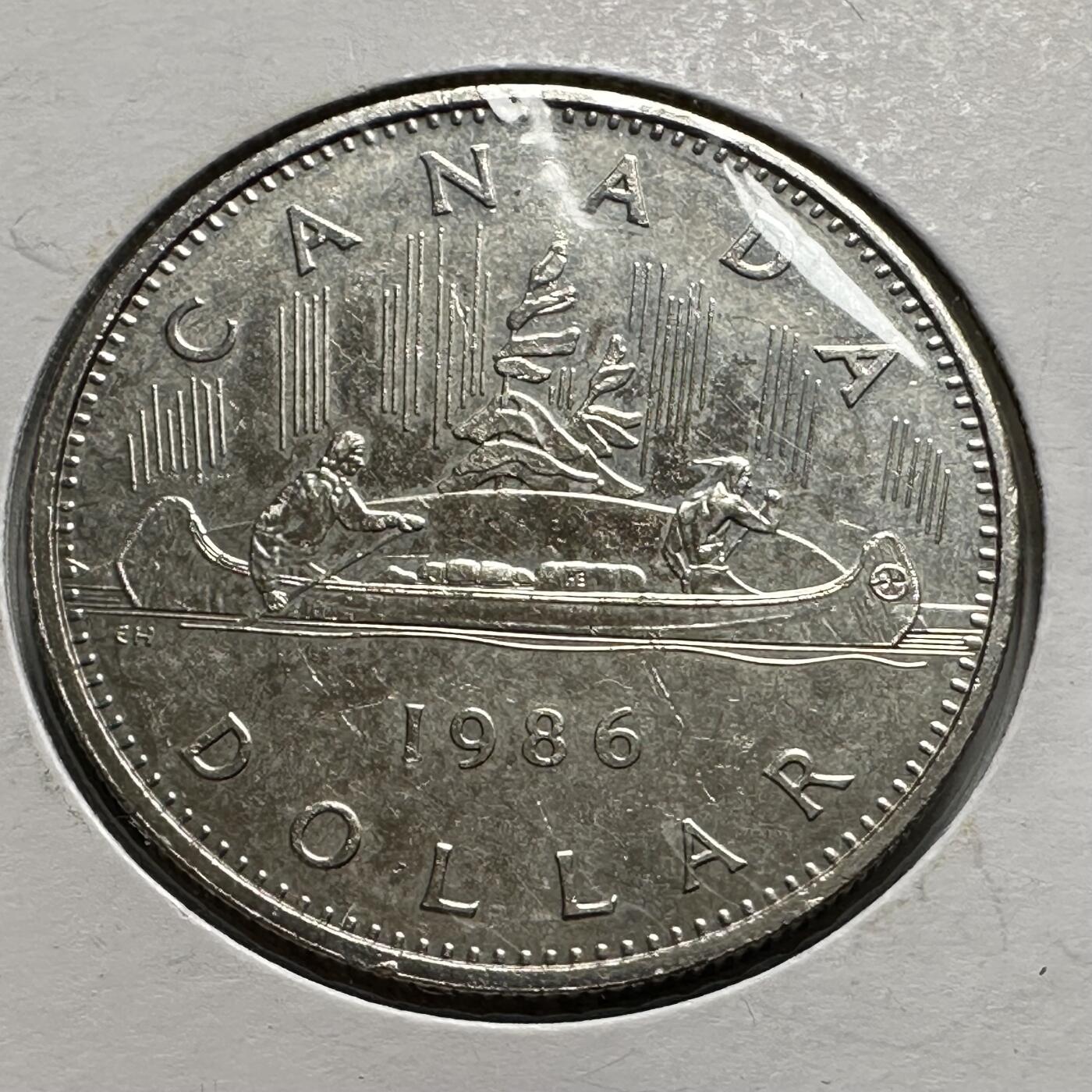 🌹外币初藏🌹🐯2026年第26场  各国纪念币专场 每周二四六晚8️⃣点 接代拍 加拿大 1986年 独木舟航行 1元镍币 15.62g 32.13mm