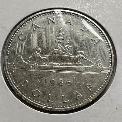 🌹外币初藏🌹🐯2026年第26场  各国纪念币专场 每周二四六晚8️⃣点 接代拍 - 加拿大 1986年 独木舟航行 1元镍币 15.62g 32.13mm