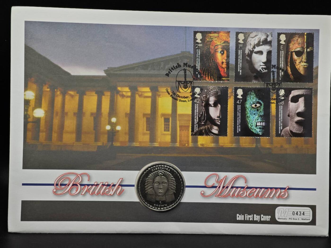  【淘币小摊】限时拍第八百七十八拍   克朗币邮币封场    每周一统一发货 直布罗陀1997年大英博物馆文物克朗纪念币邮币封