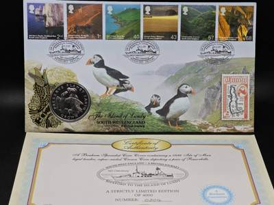  【淘币小摊】限时拍第八百七十九拍   克朗币邮币封场    每周一统一发货 - 马恩岛1996年保护地球系列企鹅克朗纪念币邮币封