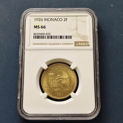 【全场包邮】纯粹捡漏拍511场 - 【收藏级·冠军分】摩纳哥1926年2法郎-NGC MS66