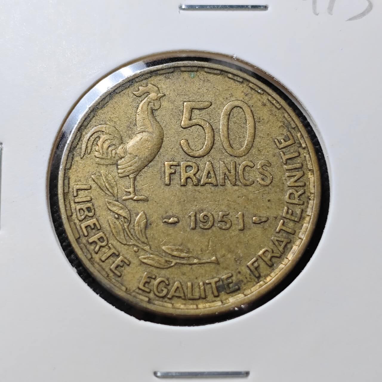 KK钱币收藏小铺   第404期 2月预留时间 周末发货  法国50法郎