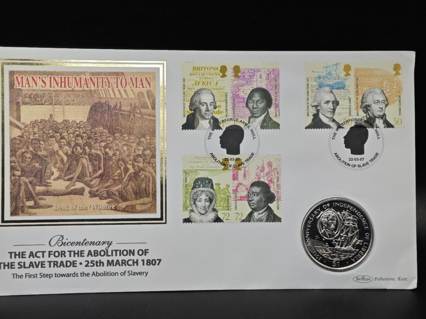  【淘币小摊】限时拍第八百七十八拍   克朗币邮币封场    每周一统一发货 利比里亚1997年独立150周年1元纪念币邮币封