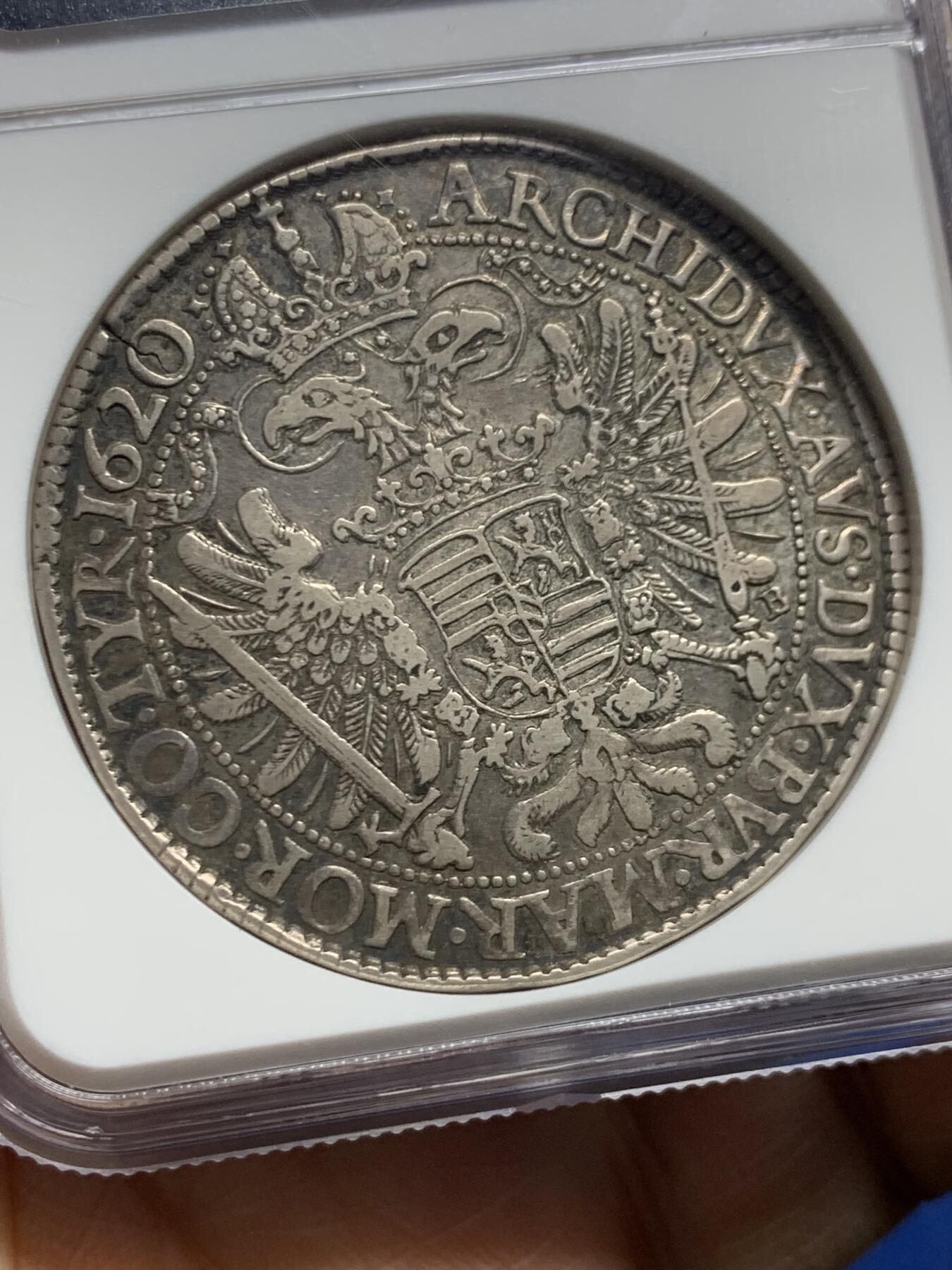 《竞宝斋》第468场 周日，周一 2场连拍 （全场包邮）欢迎送拍 NGC VF35 匈牙利 1620 马蒂亚斯二世 泰勒银币 短暂七年执政时间 这个头像都都少见 25年vf裸币 8500成交