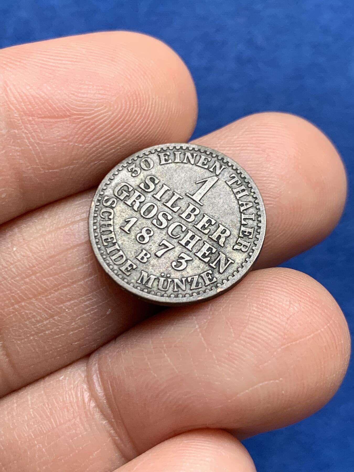 《竞宝斋》第468场 周日，周一 2场连拍 （全场包邮）欢迎送拍 德国普鲁士王国1873年威廉一世银币 较少见年份