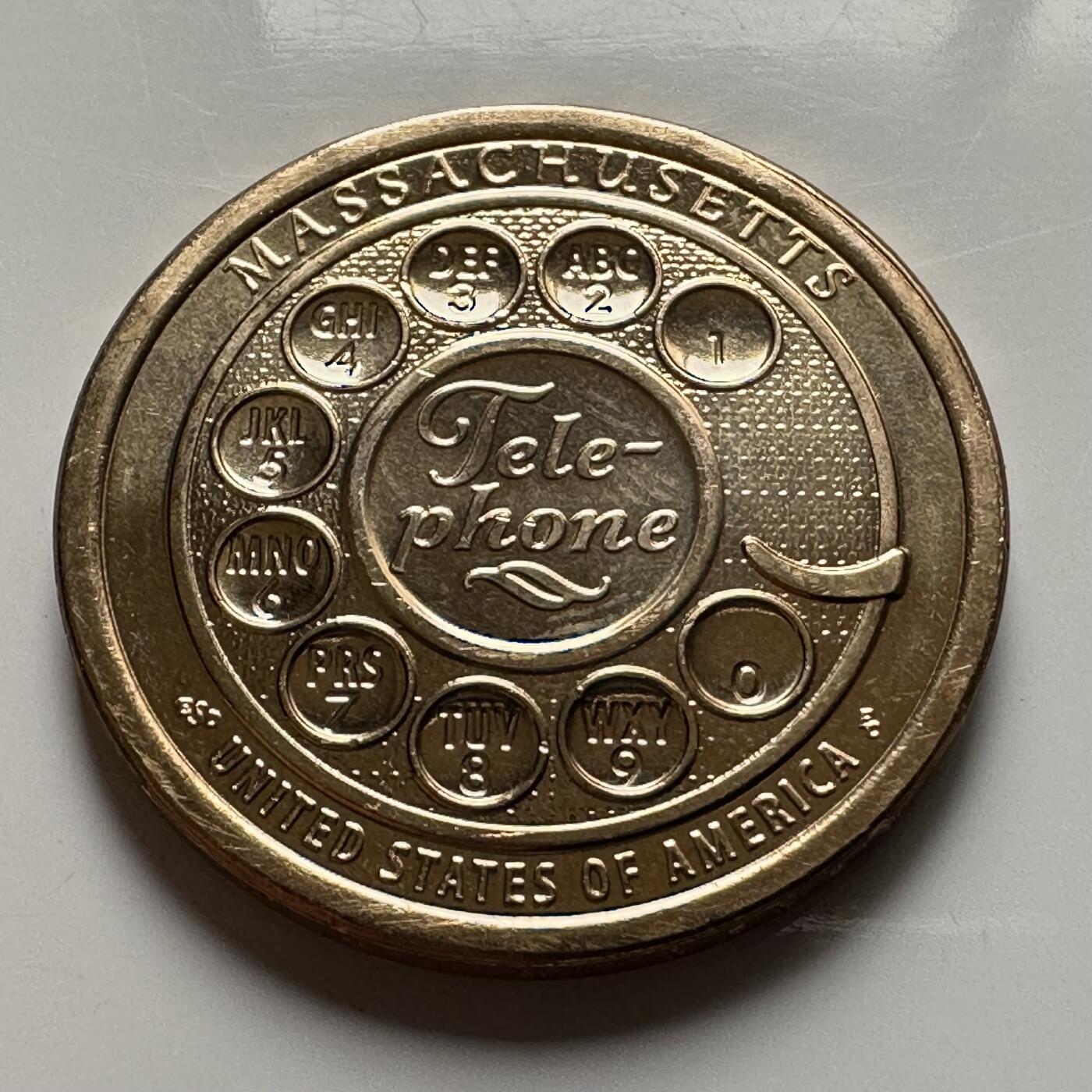 🌹外币初藏🌹🐯2026年第26场  各国纪念币专场 每周二四六晚8️⃣点 接代拍 美国 2020年 创新者系列马萨诸塞州主题 纪念贝尔电话发明的通信革新成就 1元纪念币