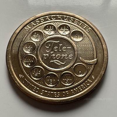 🌹外币初藏🌹🐯2026年第26场  各国纪念币专场 每周二四六晚8️⃣点 接代拍 - 美国 2020年 创新者系列马萨诸塞州主题 纪念贝尔电话发明的通信革新成就 1元纪念币