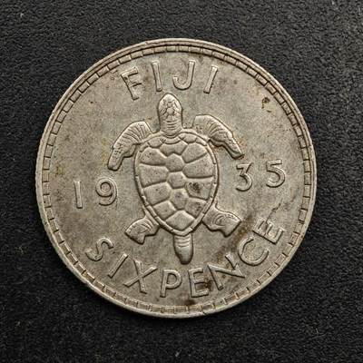 【淘币小摊】实时拍第八百七十九拍   银币套币场    每周一统一发货 - 斐济1935年乔治五世6便士银币