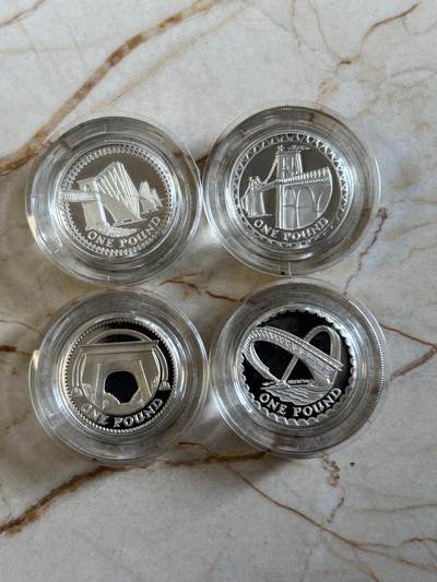 第193期拍卖 - 英国2004-2007年桥1镑加厚精制纪念银币4枚套装，19克*4，925银