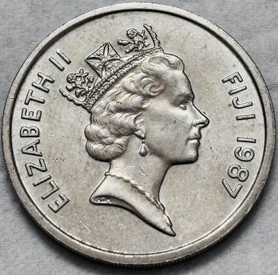 文馨钱币收藏第 296 场，长期接代拍业务 - 原光品相 1987 年英属斐济 20 分