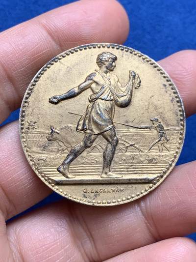 《竞宝斋》第468场 周日，周一 2场连拍 （全场包邮）欢迎送拍 - 法国播种者镀金银章 36.6克 40.6mm 丰饶角2银标