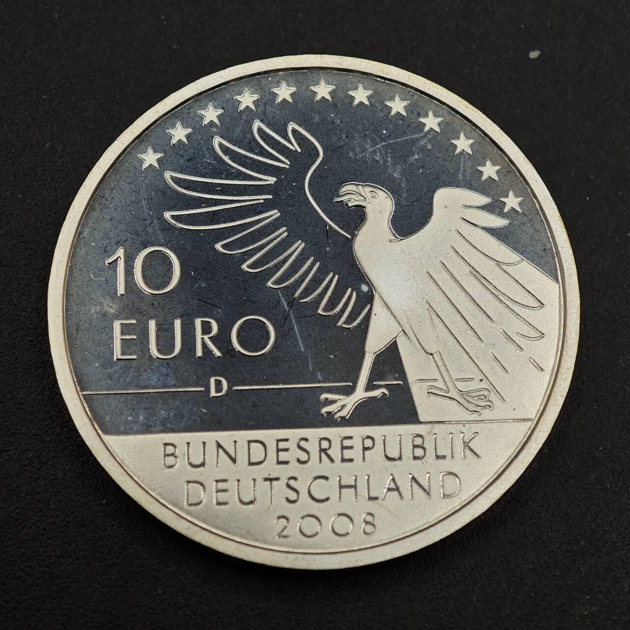 【淘币小摊】实时拍第八百七十九拍   银币套币场    每周一统一发货 德国2008年10欧元精制银币 卡尔·斯皮茨韦格（德国诗人和画家）诞辰200周年纪念 18克925银