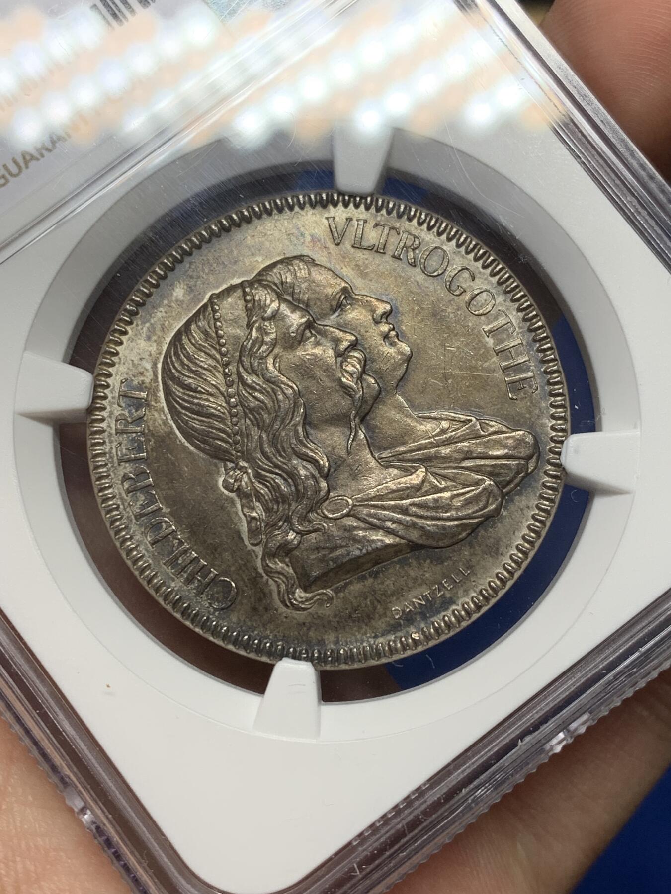 《竞宝斋》第468场 周日，周一 2场连拍 （全场包邮）欢迎送拍 NGC UNCD 法国里昂民用医院银质代币