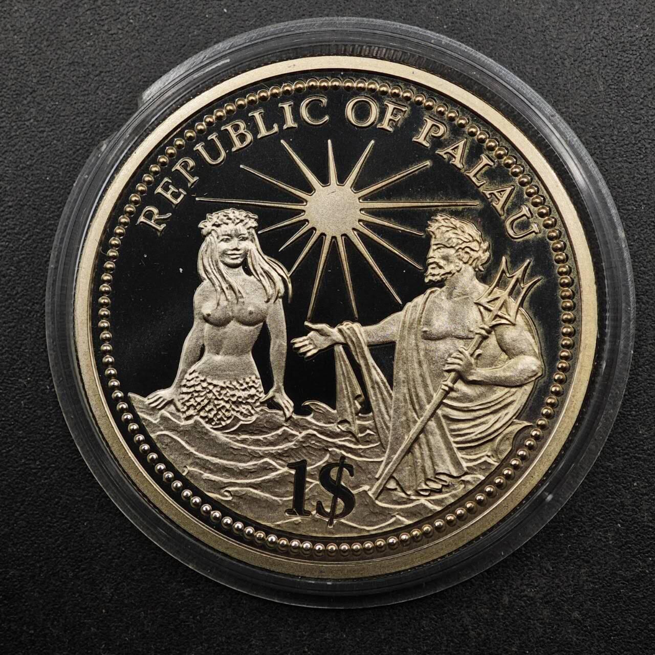  【淘币小摊】限时拍第八百七十八拍   克朗币邮币封场    每周一统一发货 帕劳1994年1元美人鱼纪念币