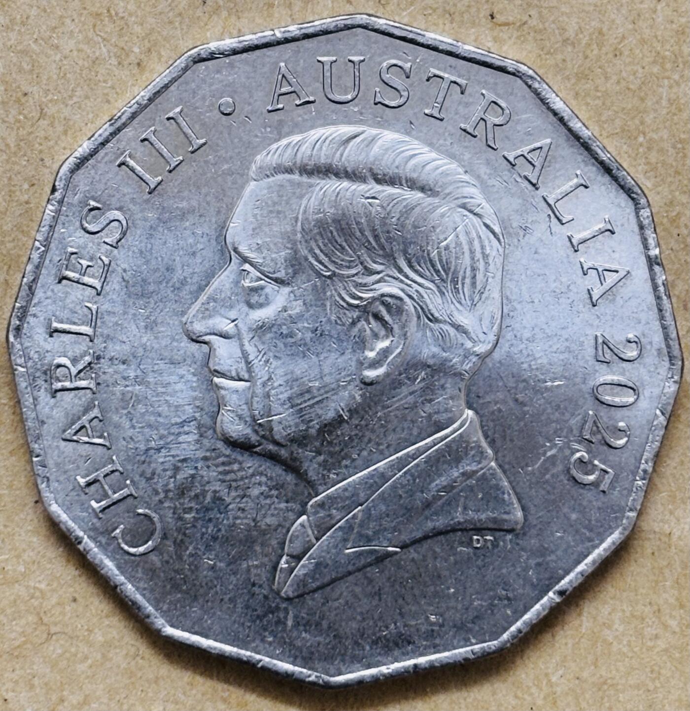 文馨钱币收藏第 296 场，长期接代拍业务 原光品相 2025 年澳大利亚 50 分，查尔斯头像少见