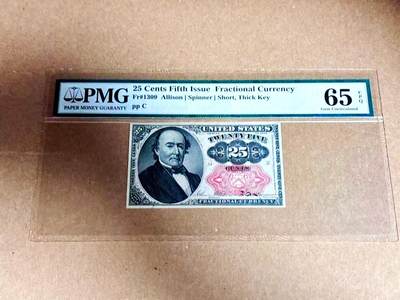 【Blue Auction】世界纸币精拍第792期——18级TOP拍卖/信誉/品质/专业/高效💫 - 美国 fifth issue 25美分 PMG65EPQ 