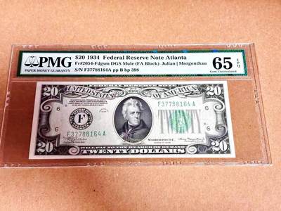【Blue Auction】世界纸币精拍第792期——18级TOP拍卖/信誉/品质/专业/高效💫 - 美国 1934年20美金 PMG65EPQ 