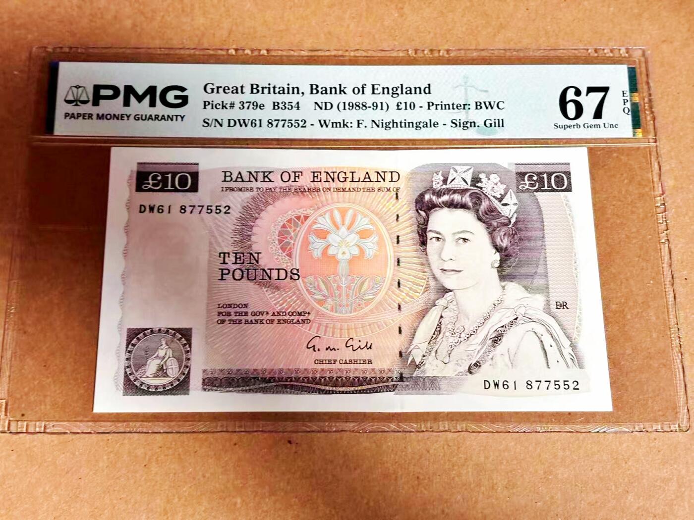 【Blue Auction】世界纸币精拍第792期——18级TOP拍卖/信誉/品质/专业/高效💫 【p379e】英国 1988-91年10镑 PMG67EPQ 