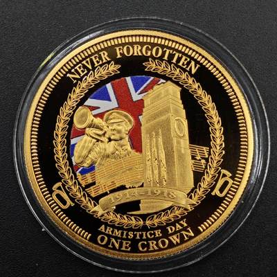  【淘币小摊】限时拍第八百七十八拍   克朗币邮币封场    每周一统一发货 - 英国2014年一战百年克朗镀金纪念币