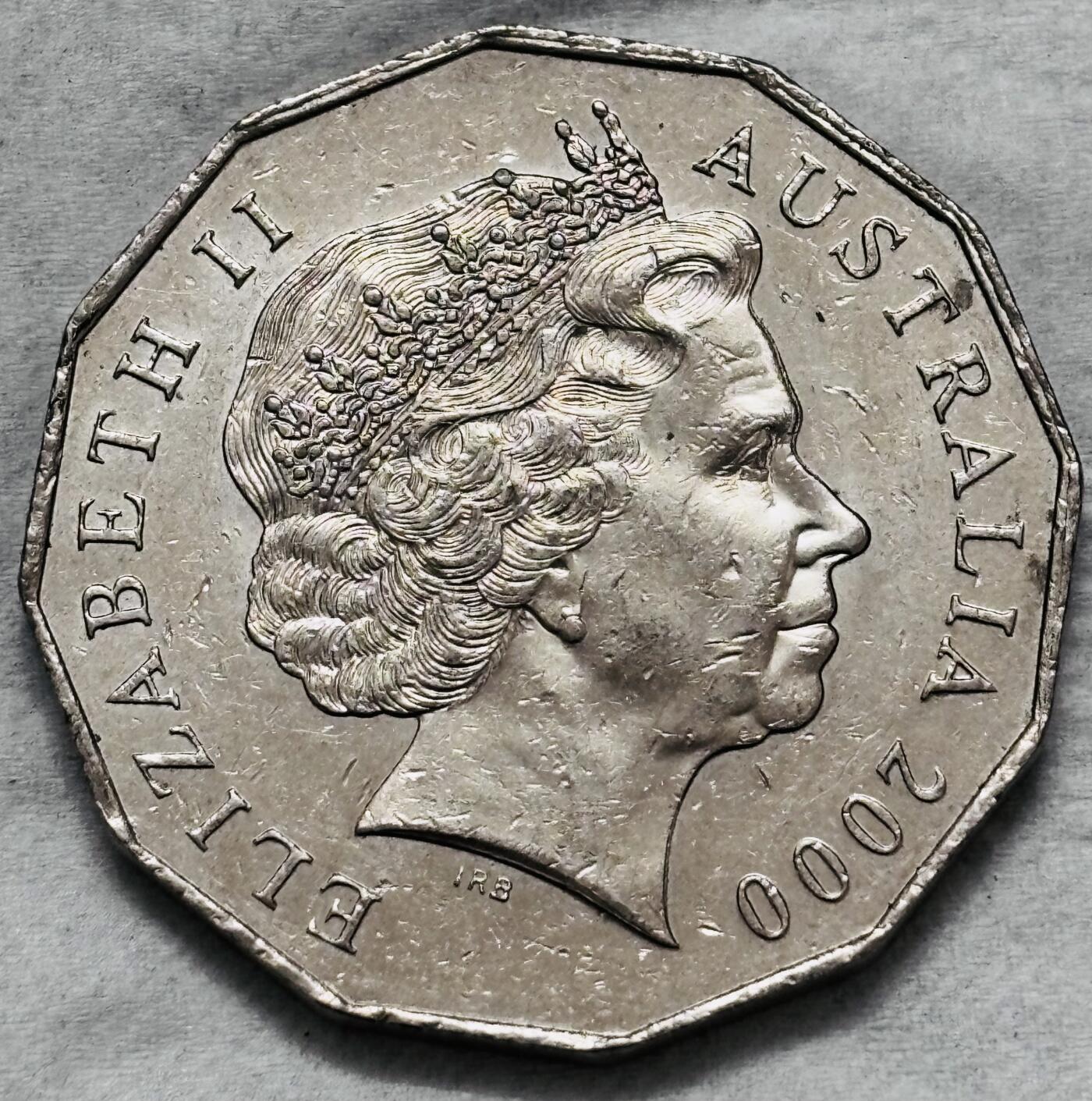 文馨钱币收藏第 296 场，长期接代拍业务 带光好品澳大利亚千禧年 50 分纪念币