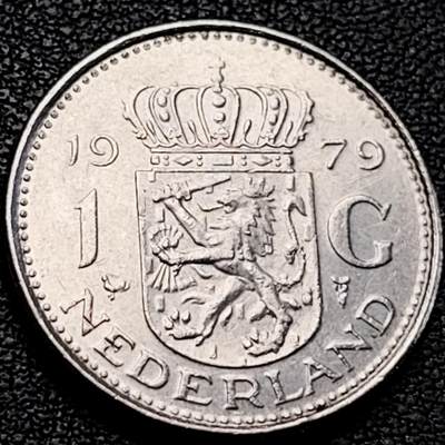 泉币菌-第205场-拍品多 请提前出价 - 1979年 荷兰王国早期1盾镍币 朱莉安娜女王  25mm 