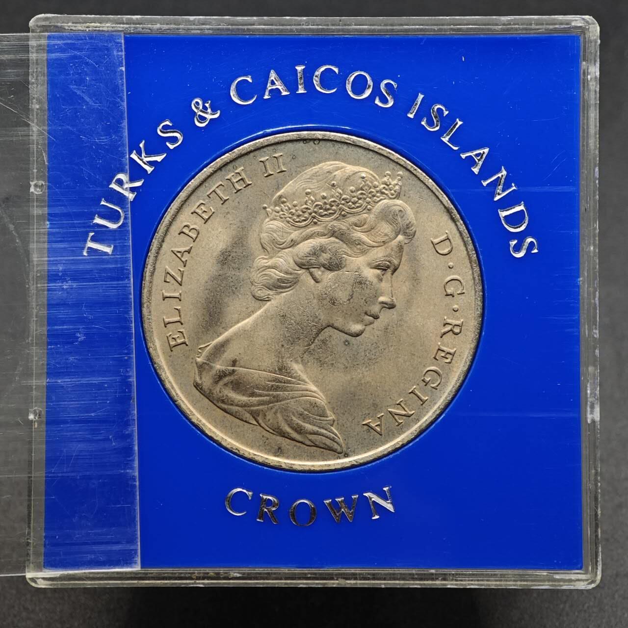  【淘币小摊】限时拍第八百七十八拍   克朗币邮币封场    每周一统一发货 特克斯凯科斯1969年1克朗纪念币