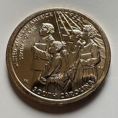 🌹外币初藏🌹🐯2026年第26场  各国纪念币专场 每周二四六晚8️⃣点 接代拍 - 美国 2020年 创新者系列南卡罗来纳州主题 纪念塞普玛·克拉克的公民教育推进成就 1元纪念币