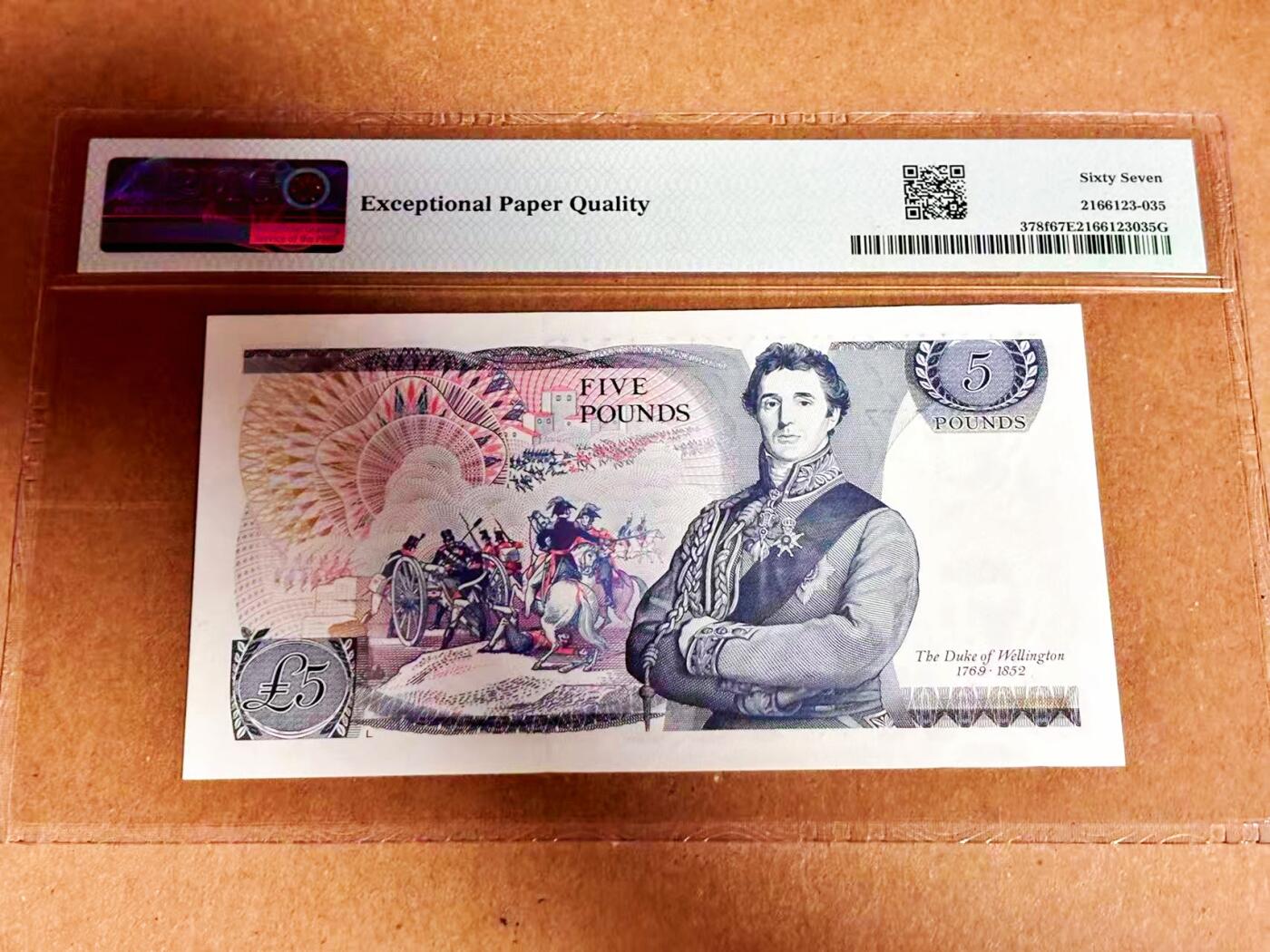 【Blue Auction】世界纸币精拍第792期——18级TOP拍卖/信誉/品质/专业/高效💫 【p378f】英国 1988-91年5镑 PMG67EPQ 