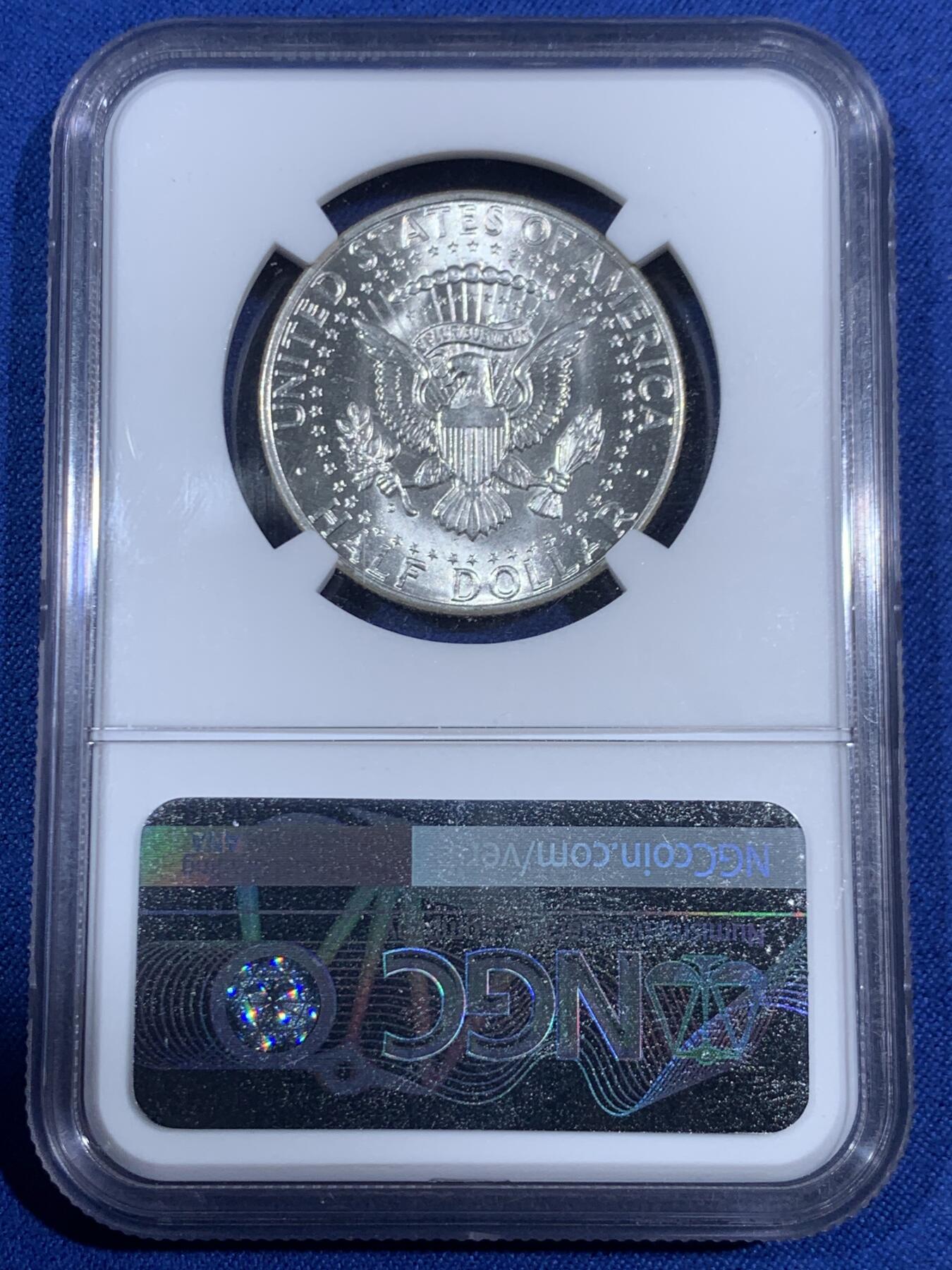 《竞宝斋》第468场 周日，周一 2场连拍 （全场包邮）欢迎送拍 NGC MS64 美国1964年肯尼迪50美分，转光强烈，状态极佳