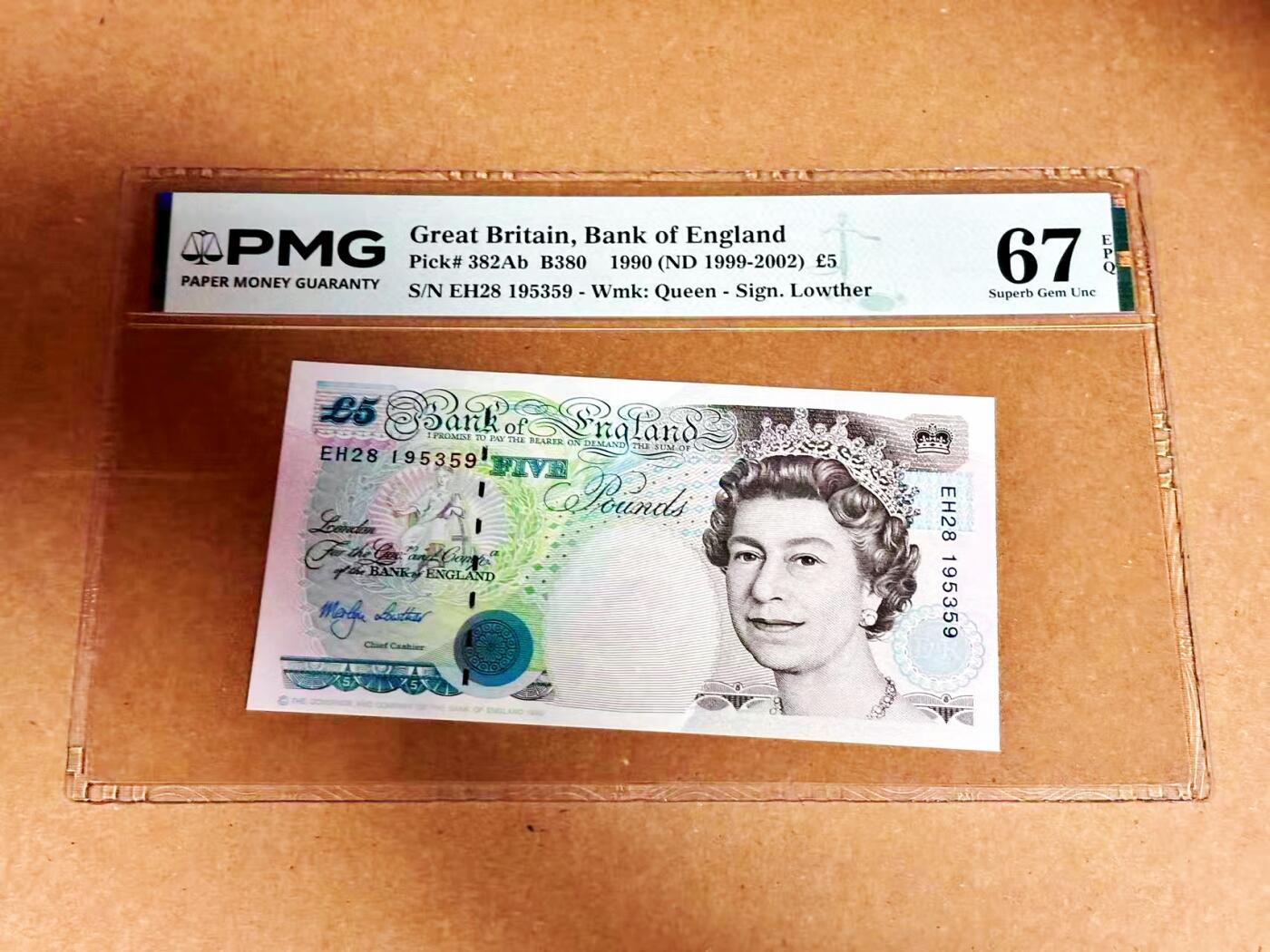 【Blue Auction】世界纸币精拍第792期——18级TOP拍卖/信誉/品质/专业/高效💫 【无47】英国 1990年5镑 PMG67EPQ 皇冠初版