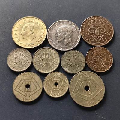 【全场包邮】纯粹捡漏拍510场 - 世界各国各年份散币10枚一组-土耳其+瑞典+奥地利+比利时