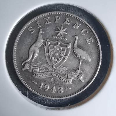 沼泽如烟--第1016场 - 澳大利亚1943年6便士银币