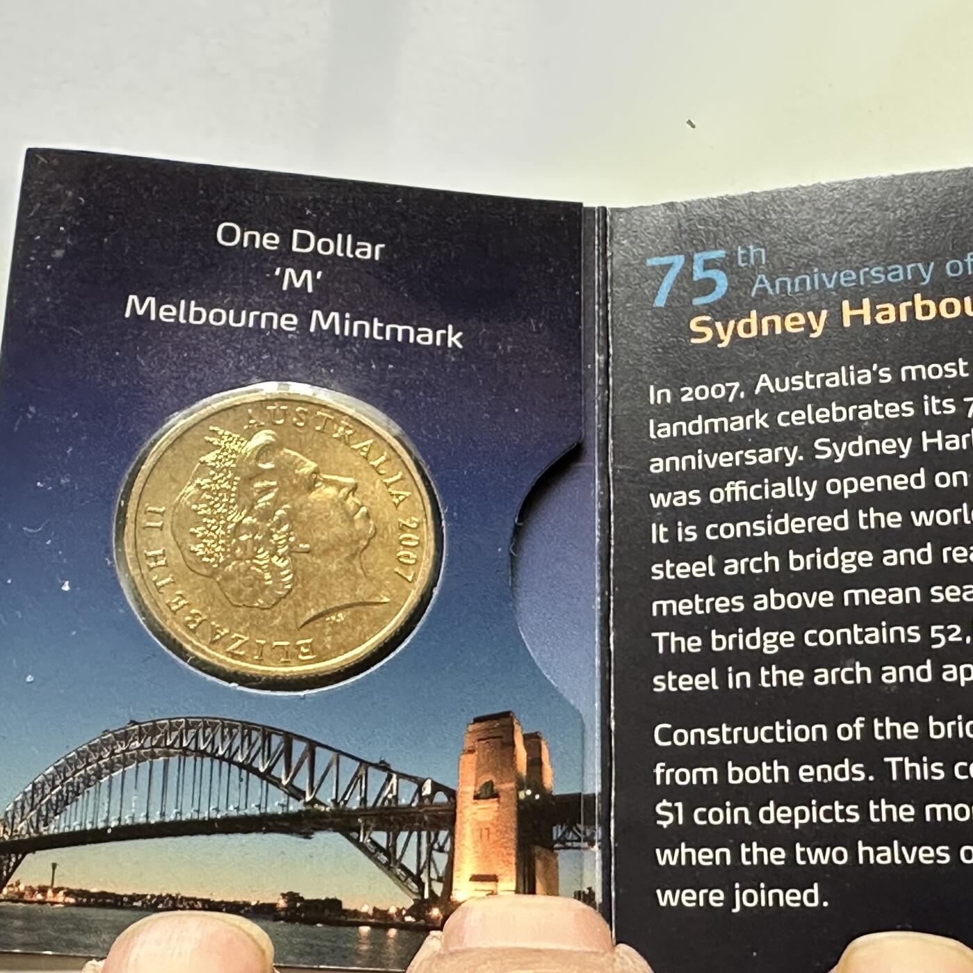 🌹外币初藏🌹🐯2026年第26场  各国纪念币专场 每周二四六晚8️⃣点 接代拍 澳大利亚 2007年 悉尼海港大桥建成75周年 M厂版 1元纪念币 原装卡 墨尔本造币厂