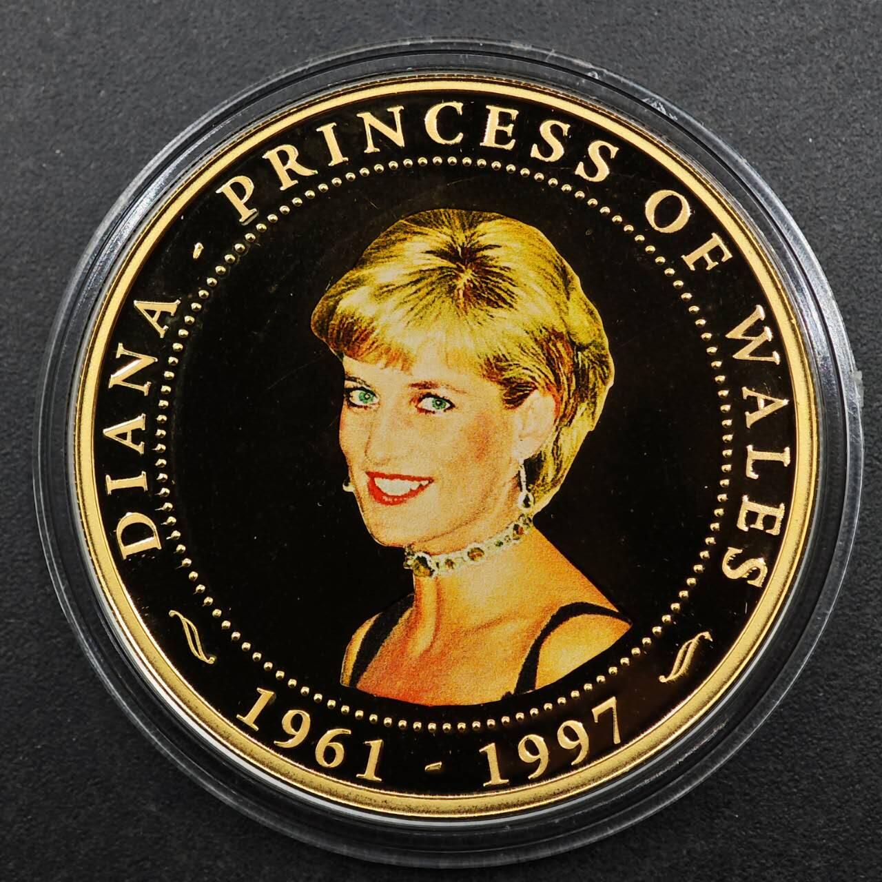  【淘币小摊】限时拍第八百七十八拍   克朗币邮币封场    每周一统一发货 库克群岛2007年戴安娜王妃逝世十周年1元镀金纪念币