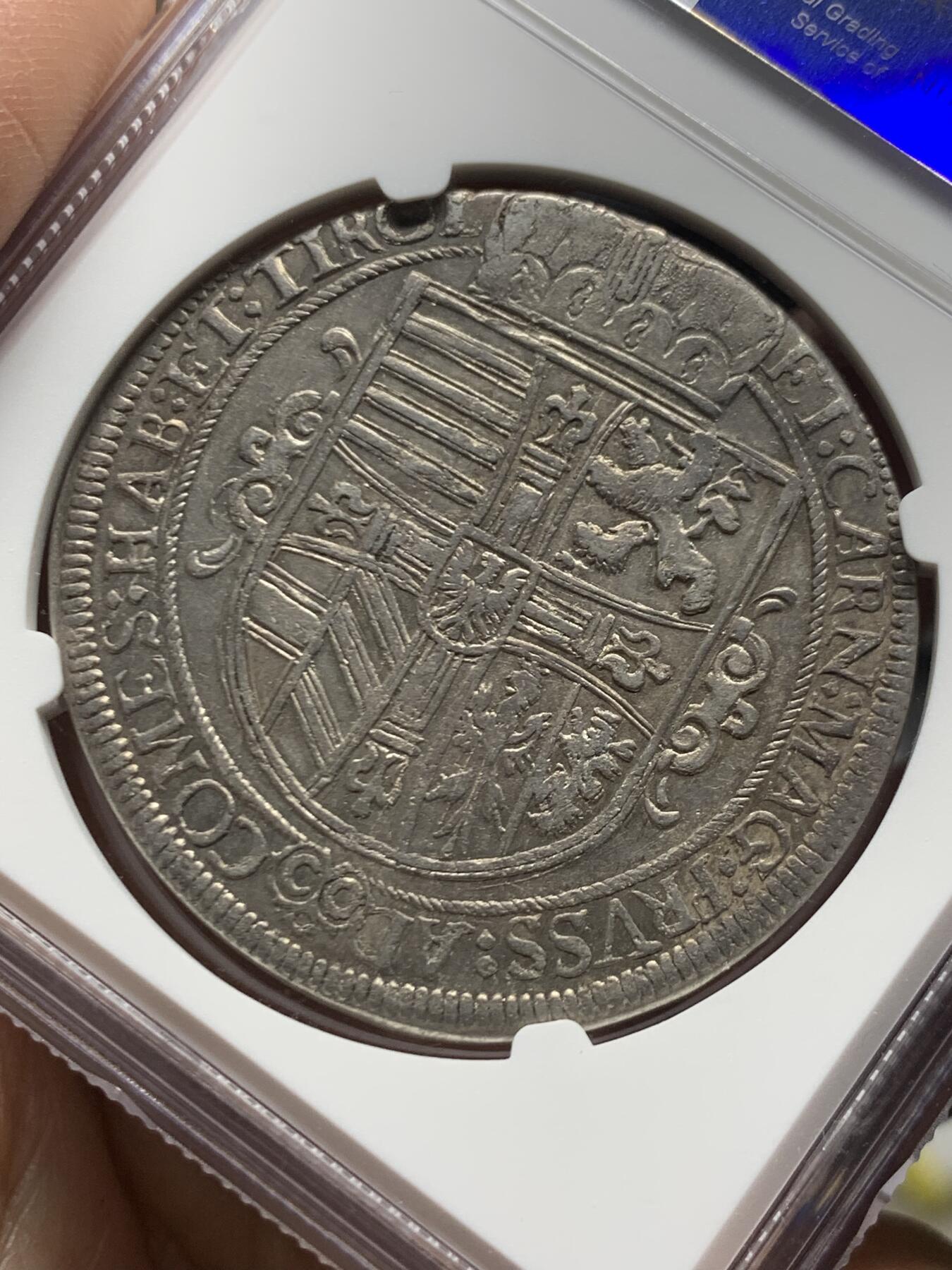 《竞宝斋》第468场 周日，周一 2场连拍 （全场包邮）欢迎送拍 冠军分 NGC AU58 奥地利 1613年 马克西米利安三世 泰勒银币 极少品种 有分的仅4枚 外拍高价品种