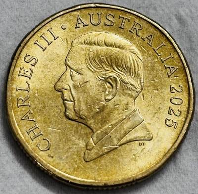 文馨钱币收藏第 296 场，长期接代拍业务 - 原光品相 2025 年澳大利亚 一元，查尔斯头像少见