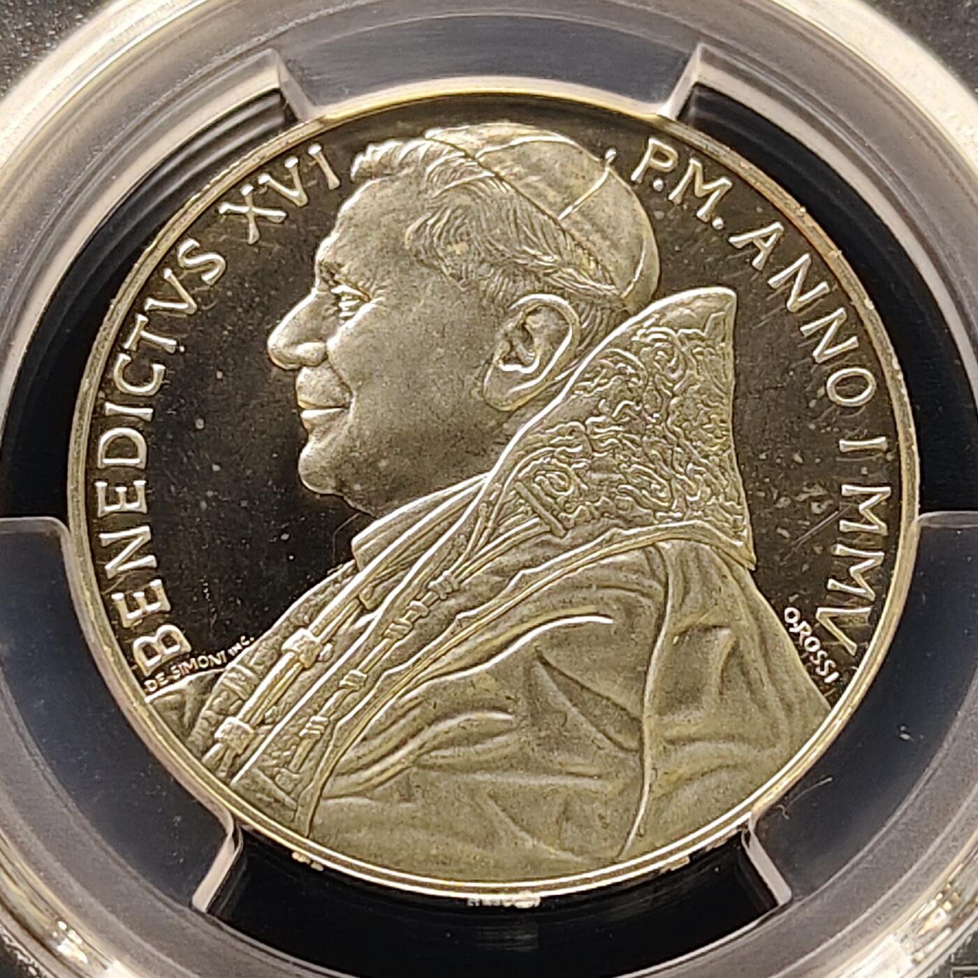 【全场包邮】纯粹捡漏拍511场 【收藏级·亚军分】梵蒂冈2005年5欧元二战结束60周年精制纪念银币【32毫米18克92.5%】-PCGS PR67 DCAM（更高分仅2枚）