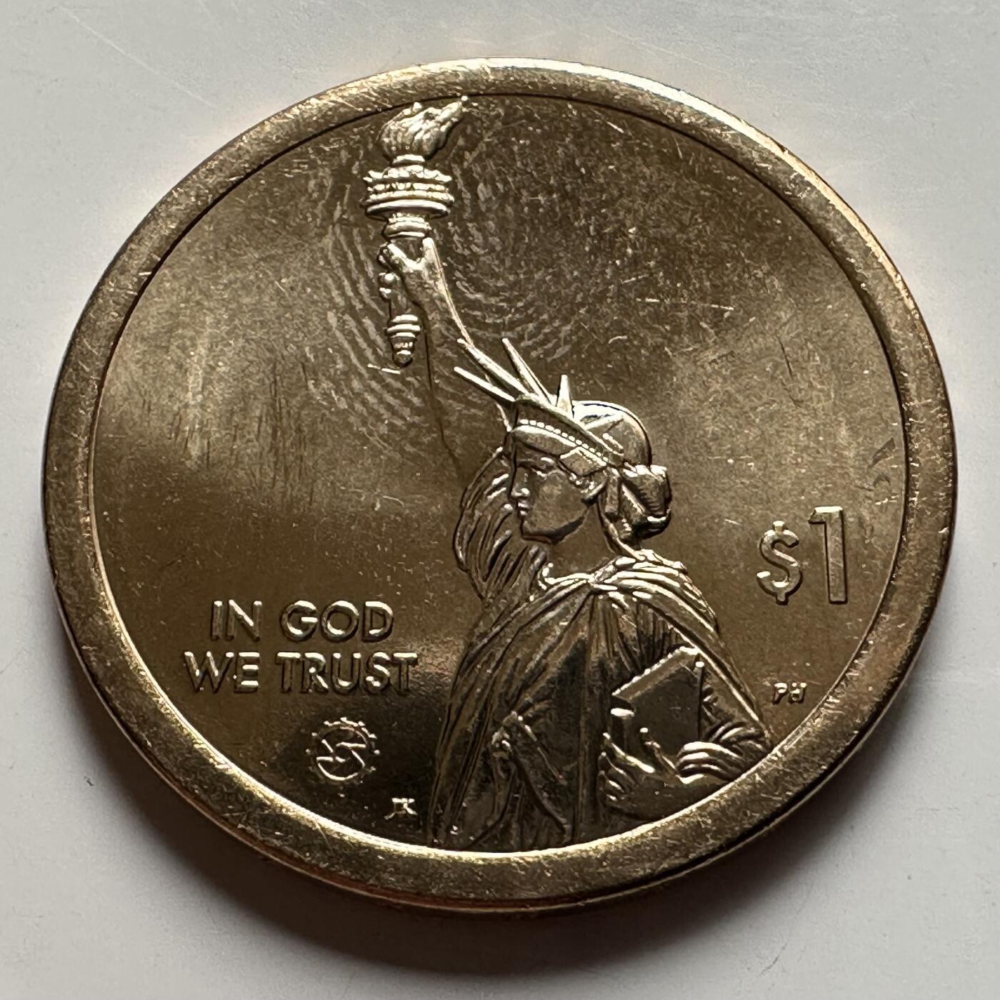 🌹外币初藏🌹🐯2026年第26场  各国纪念币专场 每周二四六晚8️⃣点 接代拍 美国 2021年 创新者系列纽约州主题 纪念伊利运河的内陆水运革新成就 1元纪念币