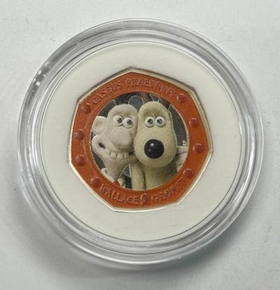 S&S Numismatic世界钱币-拍卖 第121期  - 英国2019年 华莱士和阿高（英国著名黏土动画系列）50便士彩色精制纪念银币 8克925银 发行量：25000枚  盒证齐全