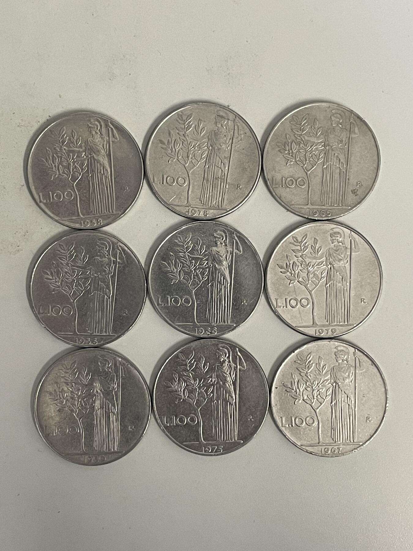 2026年第30场各国散币拍卖（总第180场） 意大利100里拉9枚不同年份