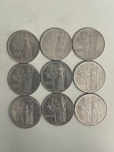 2026年第30场各国散币拍卖（总第180场） - 意大利100里拉9枚不同年份