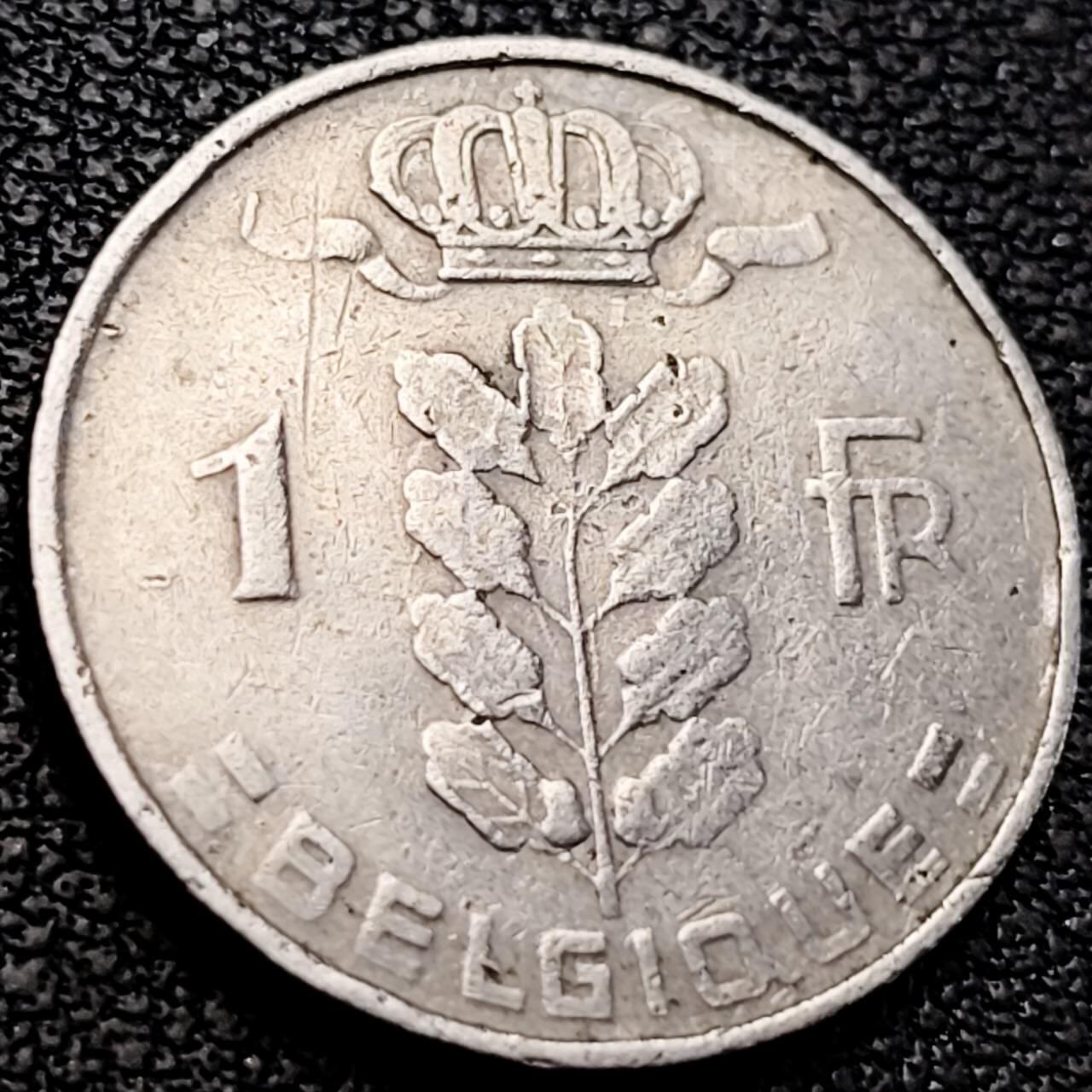 泉币菌-第205场-拍品多 请提前出价 1964年 比利时 谷物女神 树叶王冠 1法郎铜镍币