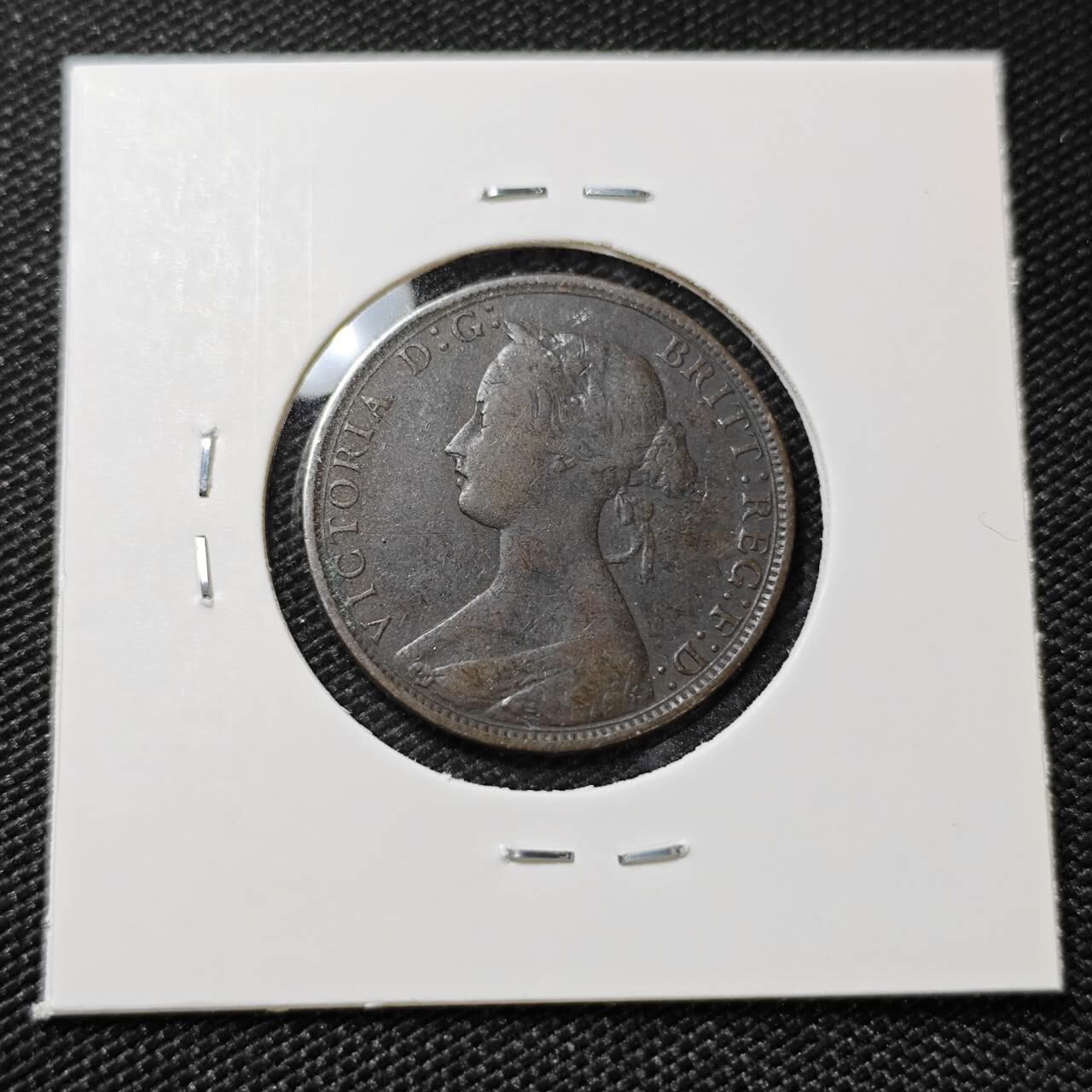 KK钱币收藏小铺   第404期 2月预留时间 周末发货  1869英国半便士铜币