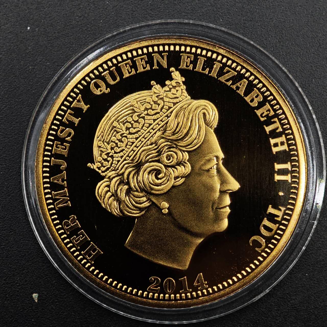  【淘币小摊】限时拍第八百七十八拍   克朗币邮币封场    每周一统一发货 英国2014年一战百年克朗镀金纪念币