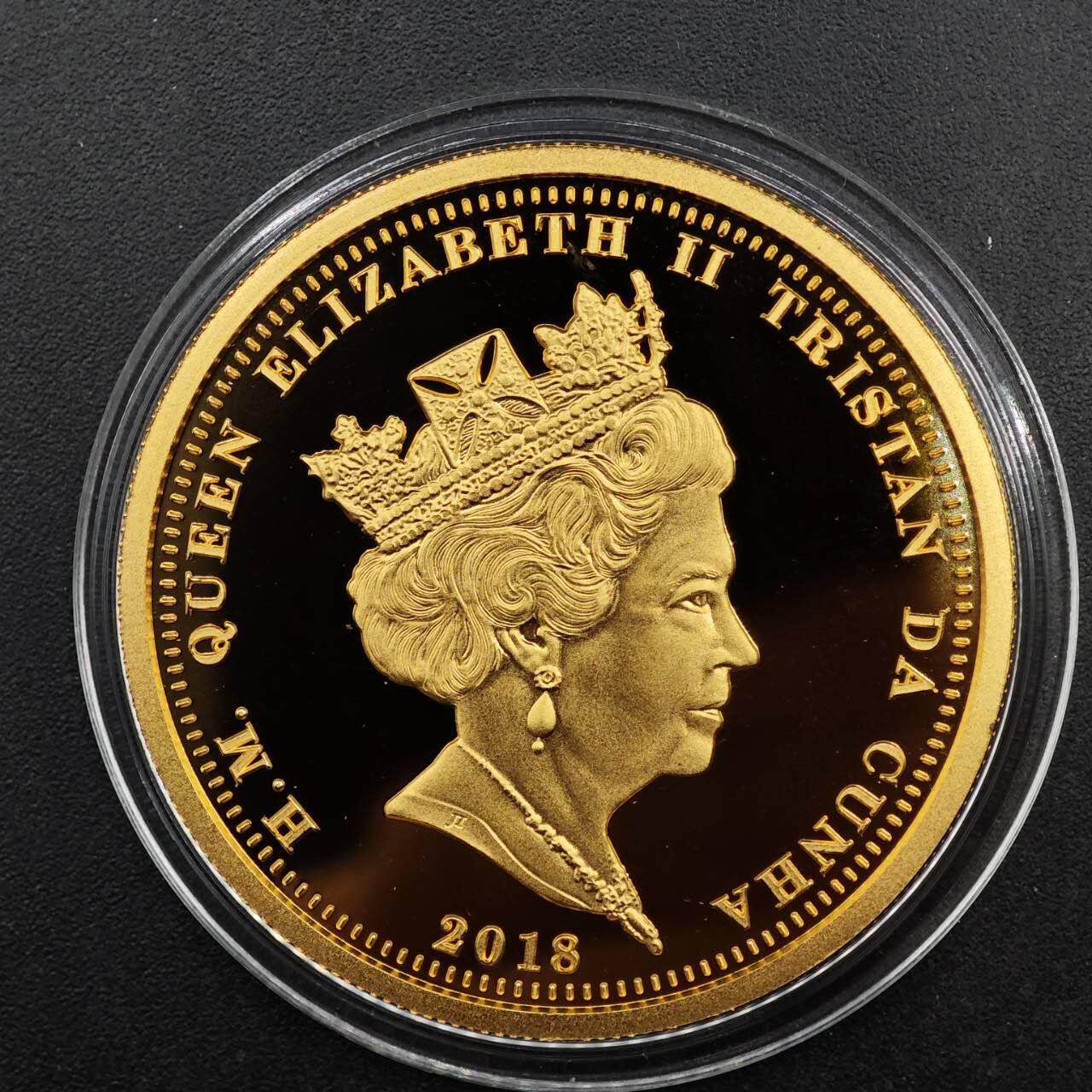  【淘币小摊】限时拍第八百七十八拍   克朗币邮币封场    每周一统一发货 特里斯坦达库尼亚2018年一战百年克朗镀金纪念币