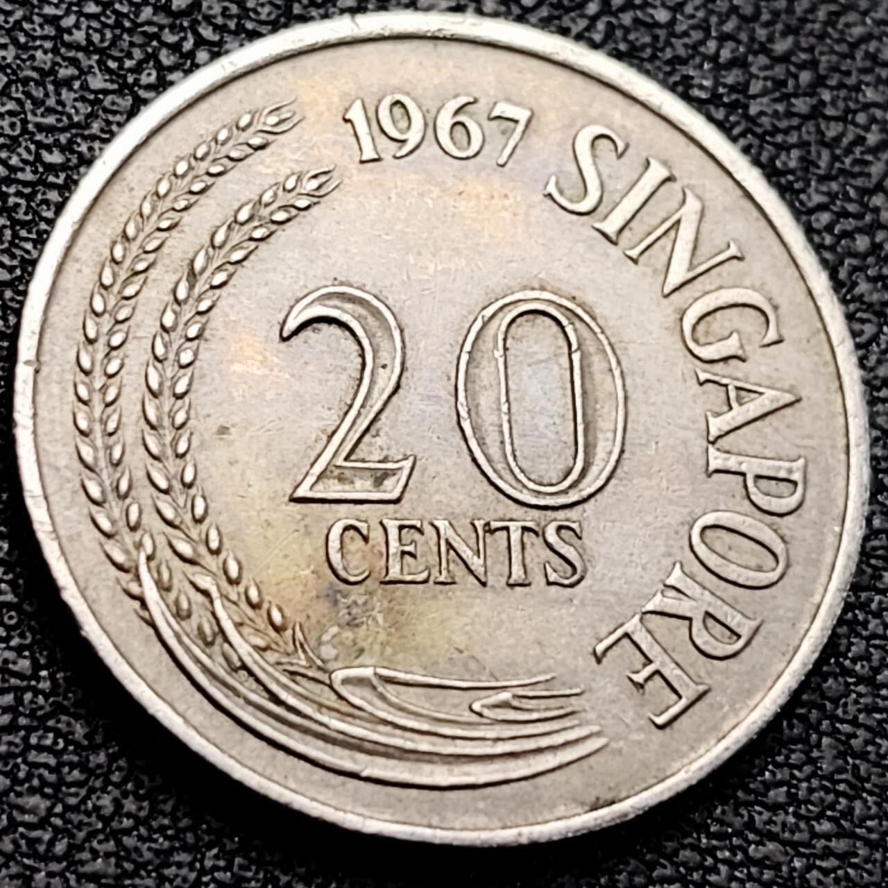 泉币菌-第205场-拍品多 请提前出价 1967年 新加坡20分 箭鱼23.7mm 