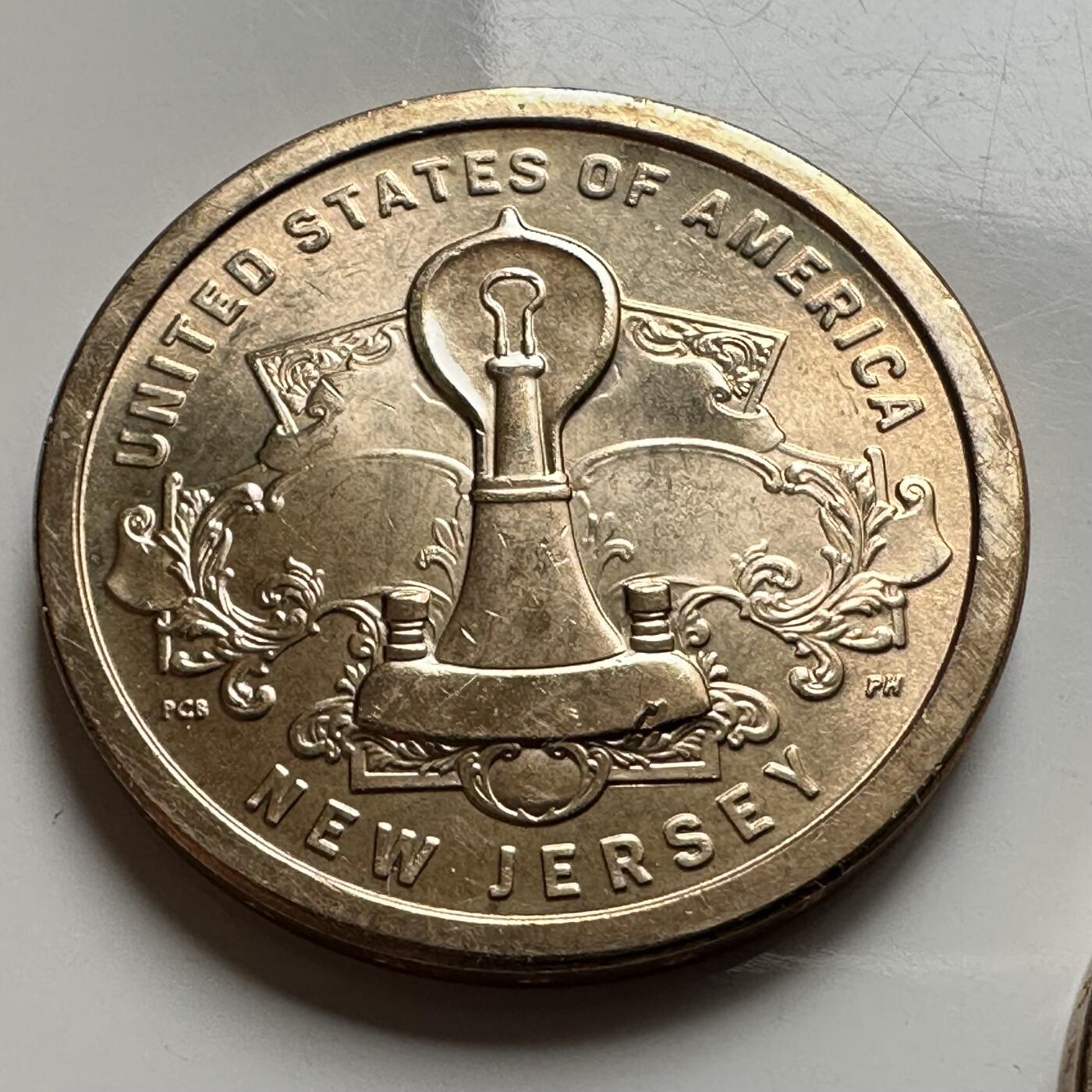 🌹外币初藏🌹🐯2026年第26场  各国纪念币专场 每周二四六晚8️⃣点 接代拍 美国 2019年 创新者系列新泽西州主题 纪念爱迪生电灯发明的电力创新成就 1元纪念币